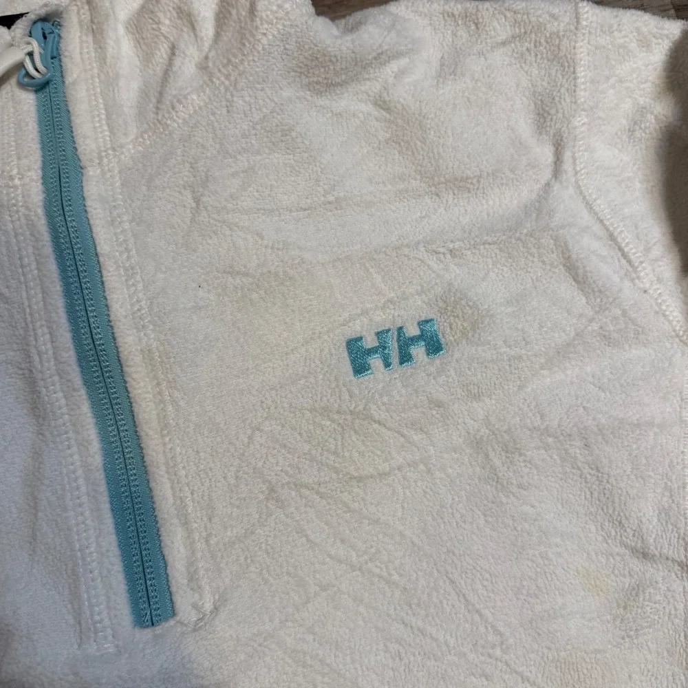 Helly Hansen Mens White Quarter Zip Fleece Pullover Sweater Large HH Logo